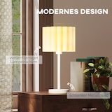 thumbnail of Tischlampe mit Wellen-Lampenschirm E27 Weiß 25x25x49 cm mit Knopfschalter am 1,5 m Kabel, Retro Look, sanftes Licht für Wohn und Schlafbereich