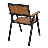 thumbnail of Set di 2 sedie da giardino HWC-J95, sedia da balcone Sedia, rivestimento per esterni, aspetto legno alluminio ~ struttura nera, teak