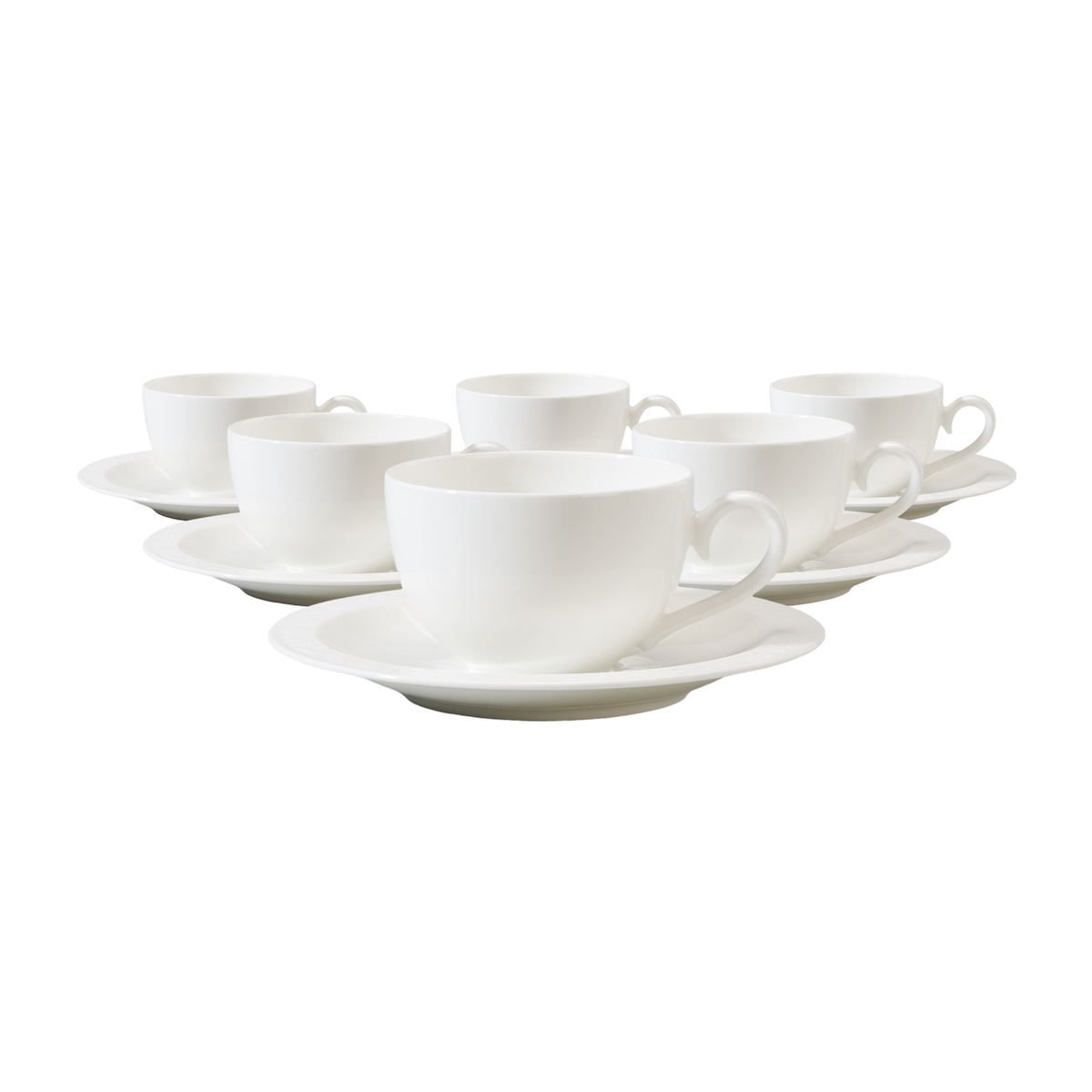Villeroy & Boch White Pearl Cappuccinotasse mit Untertasse 310 ml 6er Set