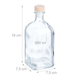 thumbnail of Relaxdays Flaschen zum Befüllen, 6er Set, 500 ml, mit Korken, für Öl, Essig, Schnaps, Likör, Glasflasche, transparent