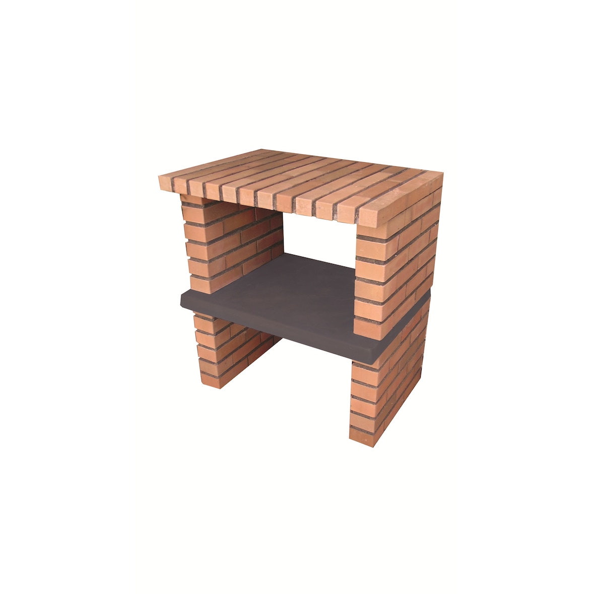 Module ARTICIMENTOS NUT - Module en brique et ciment réfractaire. Pièces en ciment peint en noir - 76,5x57x85cm