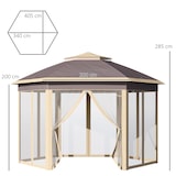 thumbnail of Outsunny Pérgola Dobrável 4,05x3,4x2,85 m Pérgola de Jardim Hexagonal com 6 Mosquiteiras Amovíveis e Altura Ajustável Bege