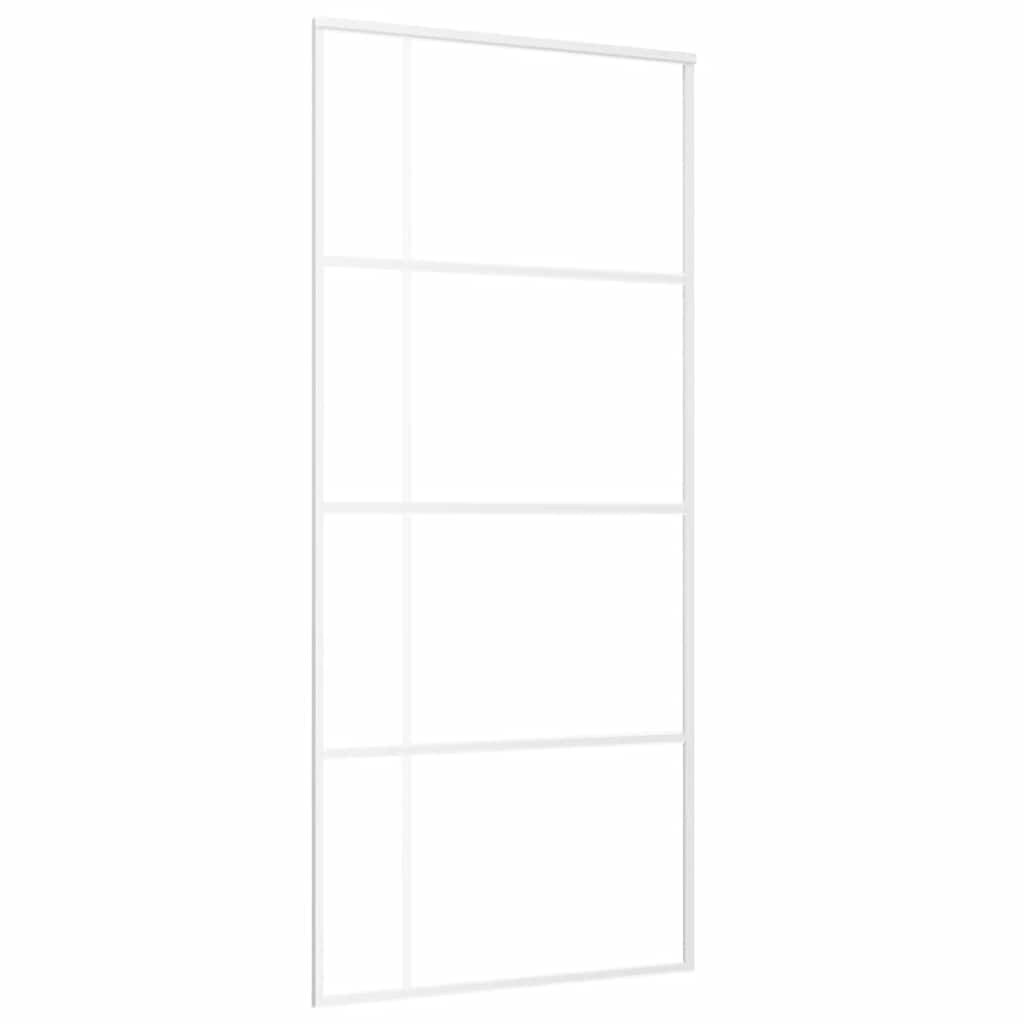 vidaXL Schiebetür ESG-Glas und Aluminium 90x205 cm Weiß