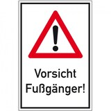 thumbnail of Schild I Kombischild Gefahrenstelle, Vorsicht Fußgänger!, Nr.101, Aluminium, 400x600mm