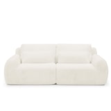 thumbnail of 2-Sitzer Sofa aus Schaumstoff mit Kaninchenfellstoff in Beige, rahmenlos, mit USB-Ladeanschluss und Seitentasche