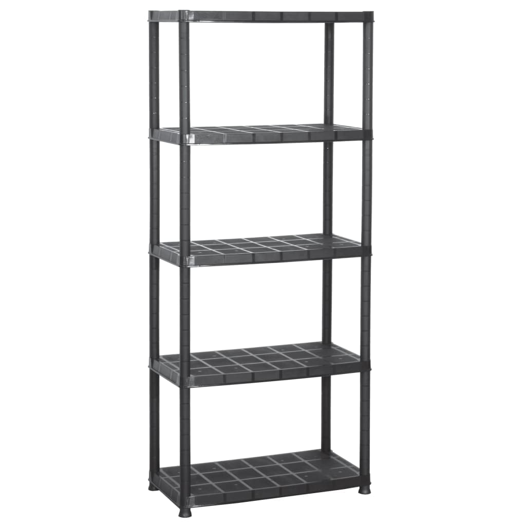 Helloshop26 - Schwarzes 5-stöckiges Aufbewahrungsregal 71 x 38 x 170 cm Kunststoff 02_0000652