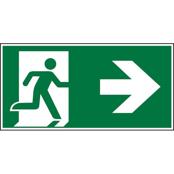 Rettungszeichen, Notausgang rechts - ASR A1.3 (DIN EN ISO 7010) - 300x150 mm Folie selbstklebend
