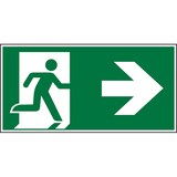 thumbnail of Rettungszeichen, Notausgang rechts - ASR A1.3 (DIN EN ISO 7010) - 300x150 mm Folie selbstklebend