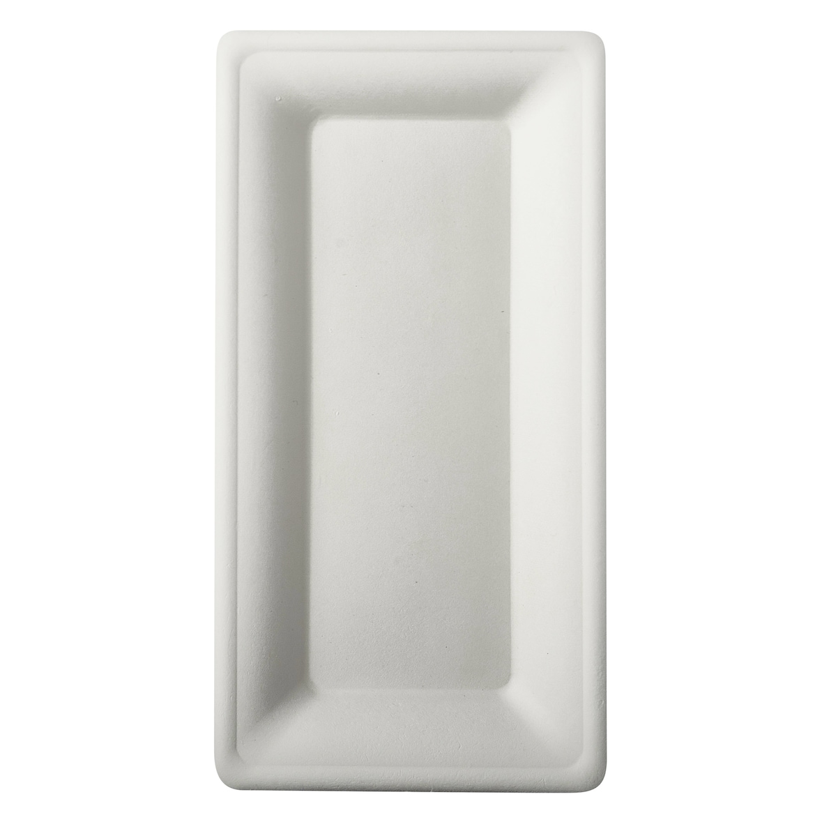 PAPSTAR 500 Teller, Zuckerrohr "pure" eckig 13 cm x 26 cm weiss (89746, 10x50 Stück)