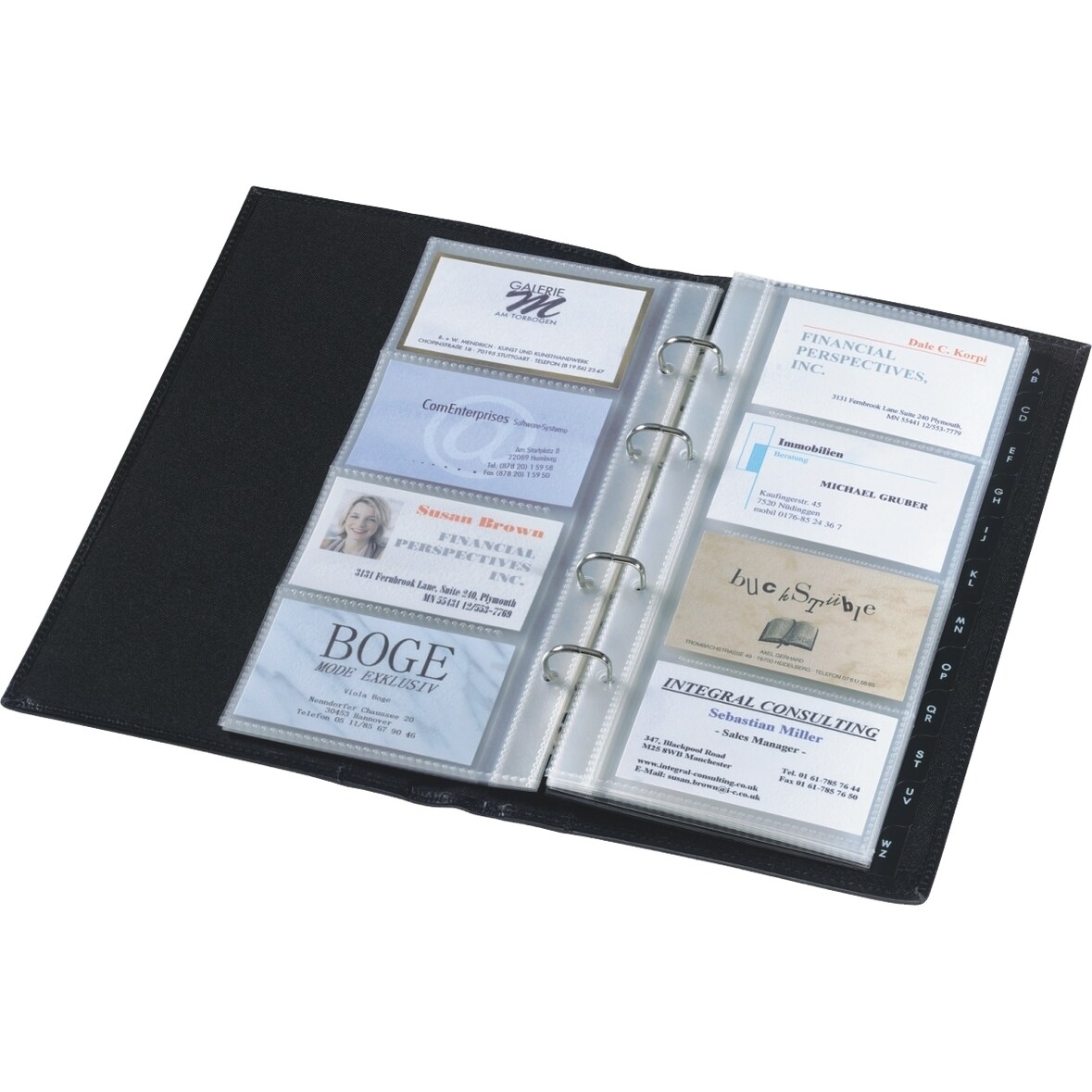 Visitenkartenringbuch Torino Nappaleder schwarz Packung mit 5 Stück