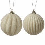 thumbnail of Christbaumkugeln Weihnachtskugeln bruchfest 2 Designs 8cm creme 12St.