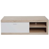 thumbnail of TV rack HWC-L33, TV board TV table lowboard TV cabinet chest of drawers, madera 43x140x41cm compartimento de almacenaje, aspecto roble, blanco