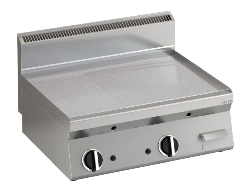 KBS Gastrotechnik KBS Gas Grillplatte 1/3 Und 2/3 geteilte Edelstahlfläche 2 Heizzonen Tischgerät