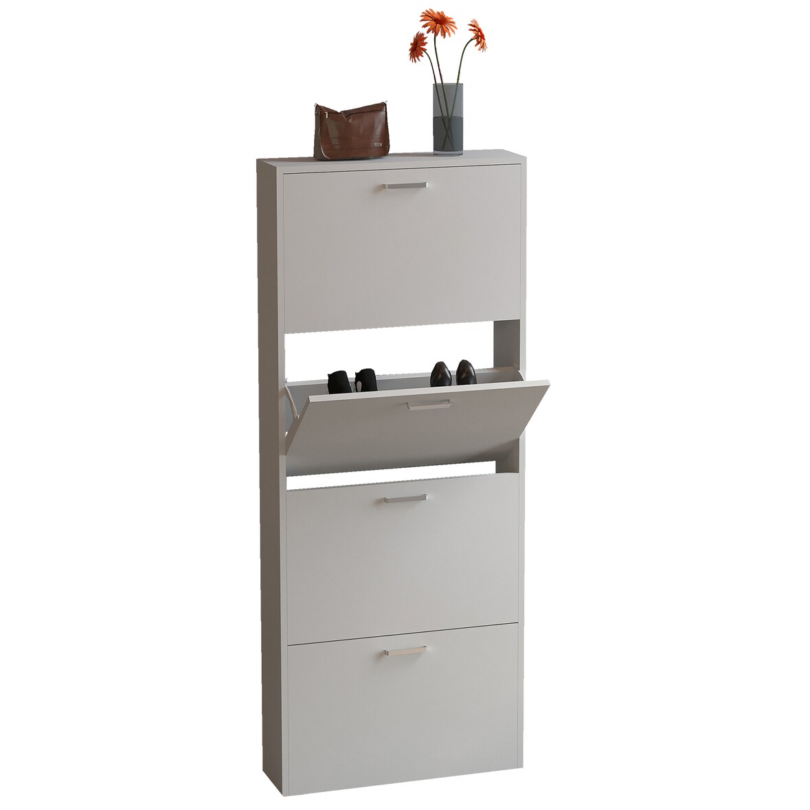 VCM Schuhschrank Sulos Weiß H. 144 x B. 59 x T. 17 cm