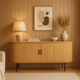 thumbnail of Möbilia Sideboard | 2 Schiebetüren | B 140 x T 40 x H 76 cm | natur – schwarz | 32020000 | Serie SIDEBOARD