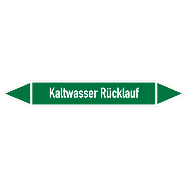 Rohrleitungskennzeichen Kaltwasser Rücklauf - 270x37 mm Folie selbstklebend