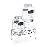 thumbnail of Relaxdays Getränkespender mit Ständer, 2er Set, Limobehälter 4L, Zapfhahn und Deckel, Wasserspender, Glas, transparent
