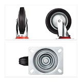 thumbnail of Relaxdays Schwerlastrollen 4er Set, drehbar, Kugellager, 2 Rollen mit Bremse, Tragkraft bis 800kg, Rad D: 200mm, schwarz