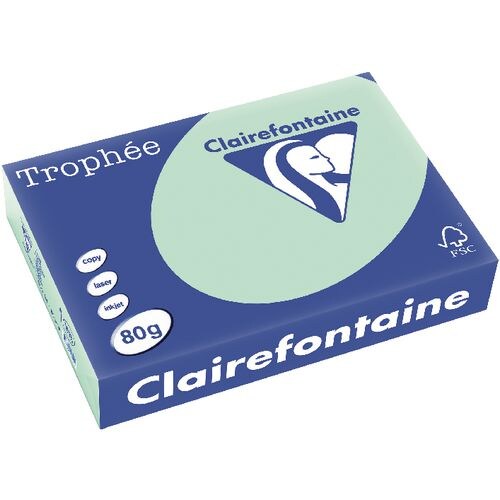 CLAIREFONTAINE Ramette de 500 feuilles papier couleur TROPHEE 80 grammes format A4 Vert 1975