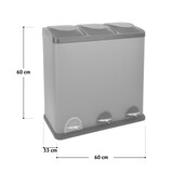 thumbnail of SVITA TC3X20 pedaalemmer 60 liter wit 20L triple XXL afvalbak 3-compartimenten afvalscheiding keukenemmer