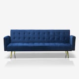thumbnail of Divano letto moderno clic clac 3 posti in velluto gambe dorate Caullae - Blu-DL81600VELBL