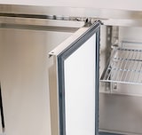 thumbnail of Romux® Tiefkühltisch mit 4 Türen 225x60 cm mit Luftkühlung | Theken Gefriertische aus Edelstahl mit Kapazität 449 L und Leistung 750 W