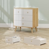 thumbnail of HOMCOM cómoda de 4 cajones cómoda para dormitorio con tiradores de madera cajonera estrecha para salón pasillo 60x35x65 cm roble y blanco