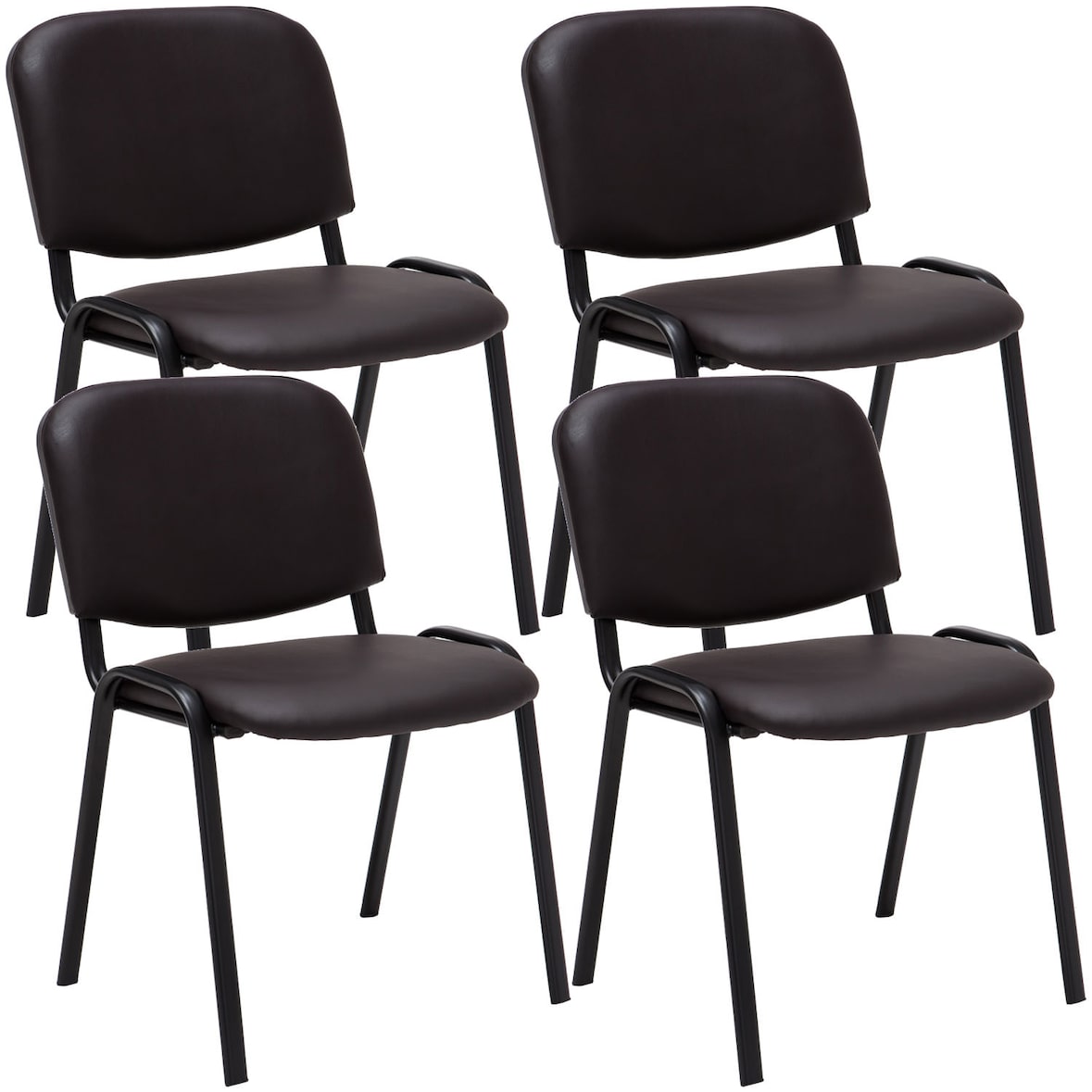 Set De 4 Sillas De Reuniones Ken En Cuero PU Marrón