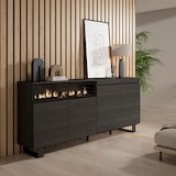 thumbnail of Sideboard, Schrank, Küche, Sideboard, Flurschrank, 200x35x87cm, 4 Türen, Elektrischer Kamin, Industriedesign, Moderner Stil, Schwarz _ 64_4