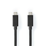 thumbnail of Nedis USB-Kabel - USB 3.2 Gen 2 - USB-C Stecker - USB-C Stecker - 100 W - 4K@60Hz - 20 Gbps - Vernickelt - 2.00 m - Rund - PVC - Schwarz - Label