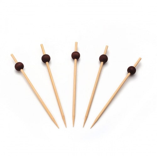 Picker aus Bambus mit schwarzer Kugel, 120 mm, 250 Stück - Spieße Fingerfood