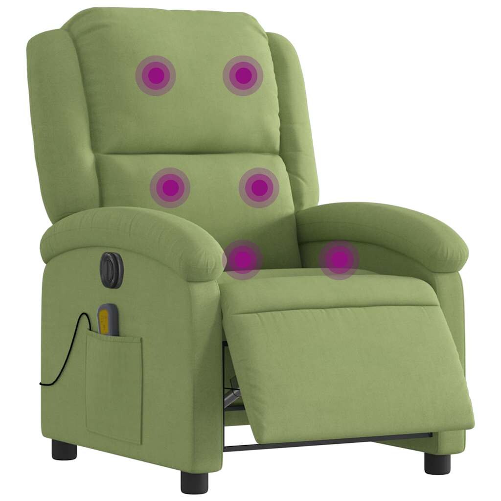 vidaXL Massagesessel Elektrisch Hellgrün Samt