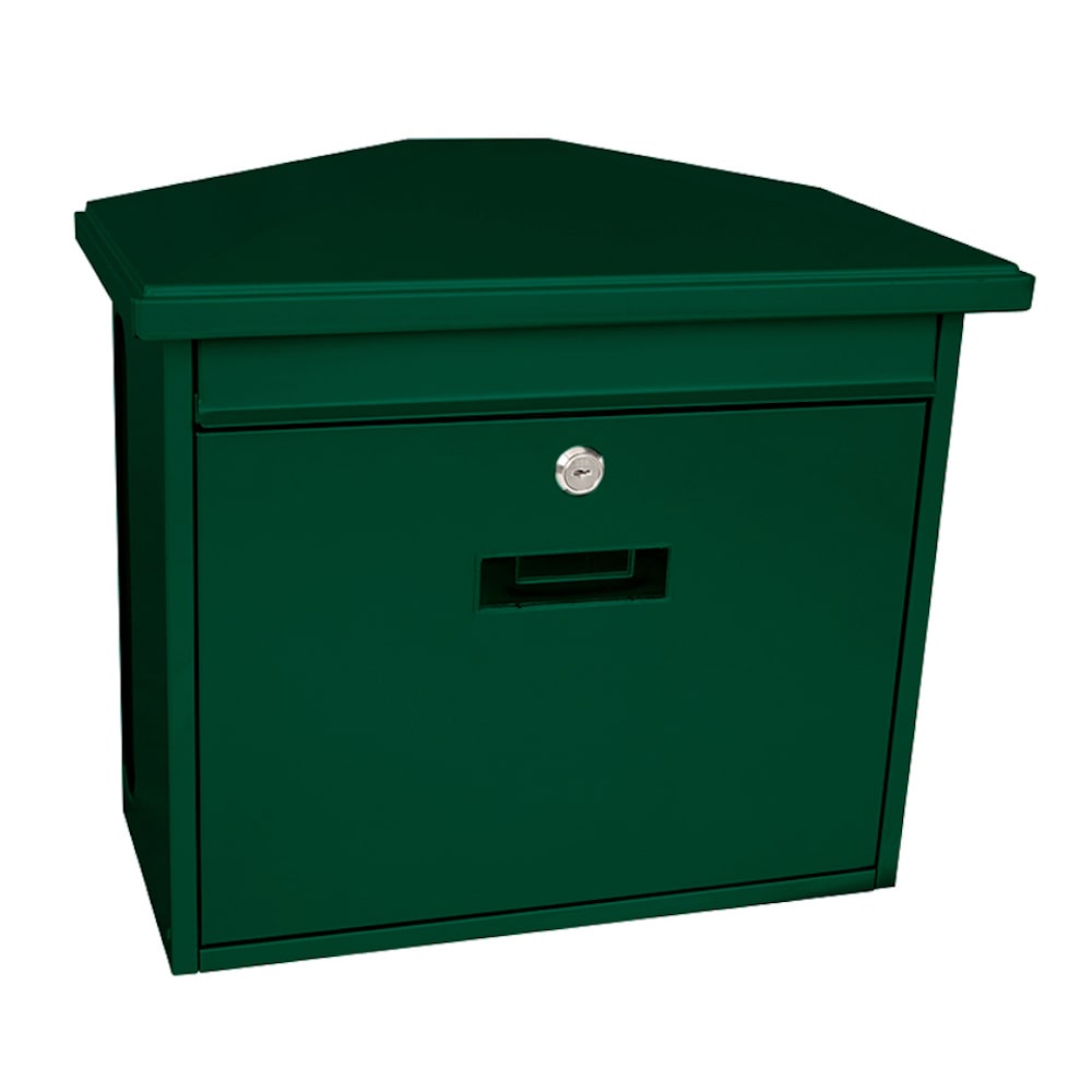 PROREGAL Wandbriefkasten Zamoran aus verzinktem Stahl mit Namensschild | HxBxT 34,5x39,2x20,5cm | Einwurföffnung 32x2cm | Grün