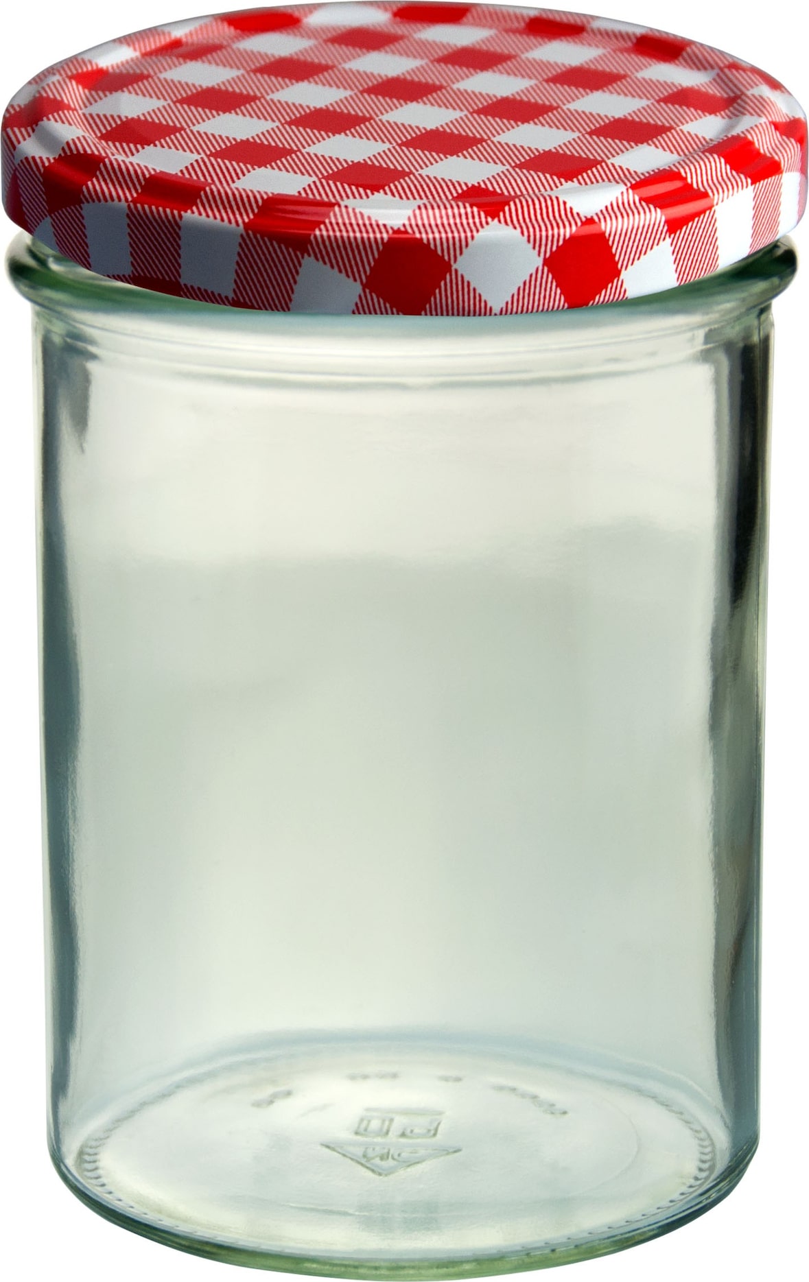 24er Set Sturzglas 435 ml Marmeladenglas Einmachglas Einweckglas To 82 rot karierter Deckel incl. Diamant-Zucker Gelierzauber Rezeptheft