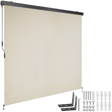 tectake Estor vertical ELOISE com 2 suportes de parede - 200 x 250 cm bege