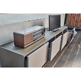 thumbnail of KAWOLA Lowboard EMMA TV-Board Kunstleder grau Fuß Edelstahl gebürstet