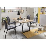 thumbnail of Möbilia Esszimmerstuhl 2er-Set | Bezug Stoff | Beine Stahl | B 58,5 x T 42 x H 103 cm | hellgrau-schwarz | 18020004 | Serie STUHL