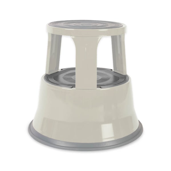 Rollhocker aus Stahl - Elefantenfuß - Hocker für Büro und Gewerbe - 150 kg belastbar - mit Laufrollen - TÜV geprüft / Lichtgrau