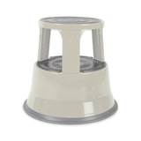 thumbnail of Rollhocker aus Stahl - Elefantenfuß - Hocker für Büro und Gewerbe - 150 kg belastbar - mit Laufrollen - TÜV geprüft / Lichtgrau