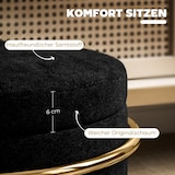 thumbnail of Aufbewahrungs-Fußhocker Samt-Polyester Schwarz mit goldfarbenem Stahlrahmen, Ø42x39 cm, 24 l Stauraum