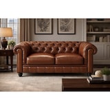 thumbnail of Chesterfield Bank - 2 Zits - Kaneel Bruin - Leer - Sofa - Bankstel - Chesterfield