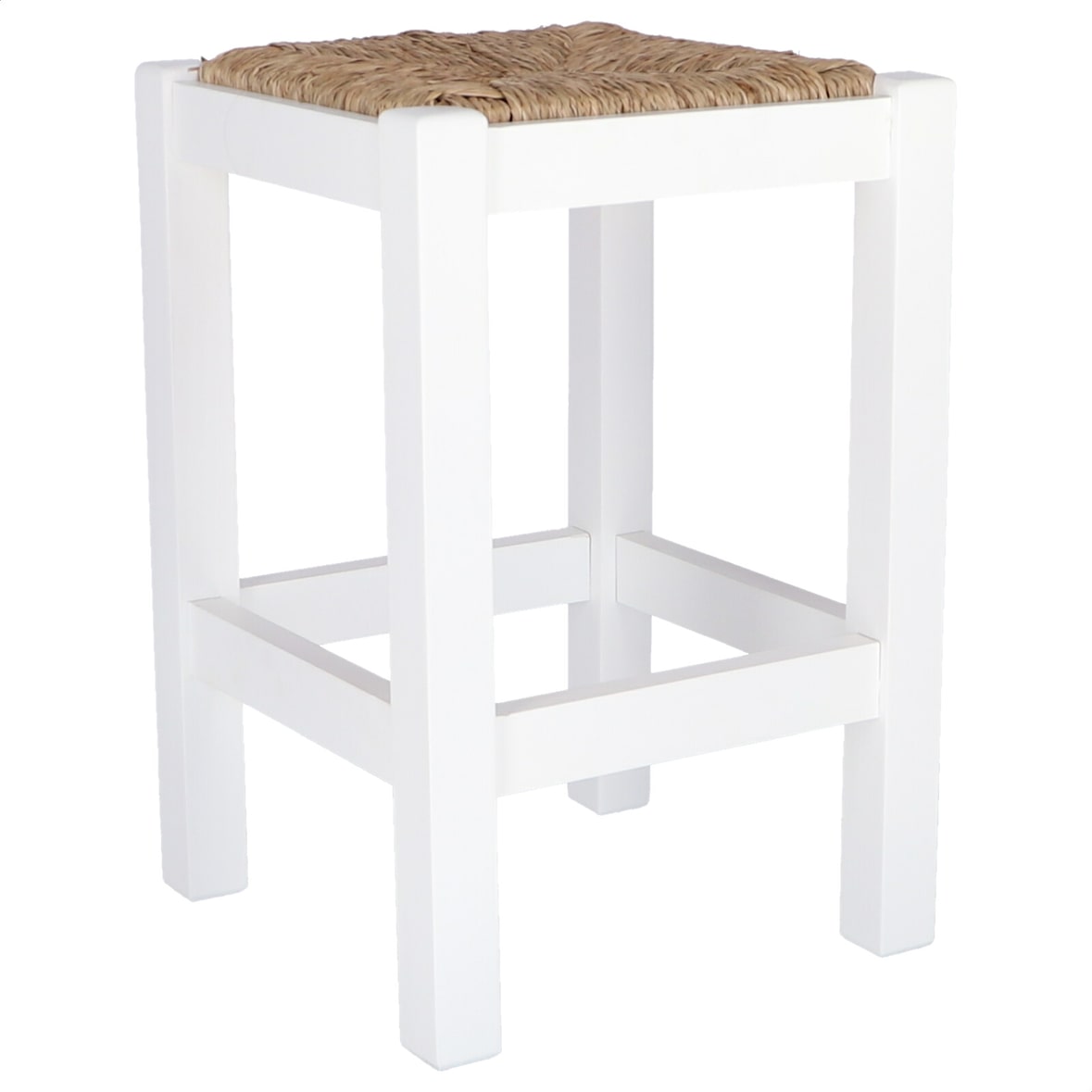 MUEBLEAR - Rustikaler Hocker niedrig Weiß