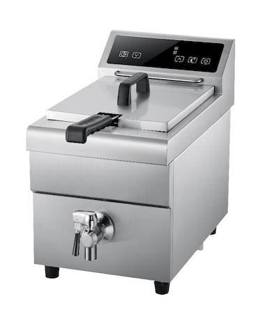 METRO PROFESSIONAL Freidora de inducción GIDF1008, acero inoxidable, 48.5 x 29 x 40.5 cm, 8 L, 3500 W, con grifo de vaciado, plata