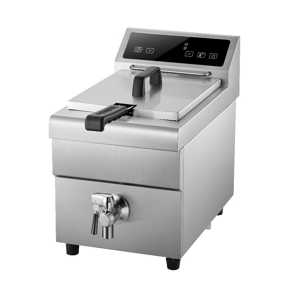 METRO PROFESSIONAL Friteuse à induction GIDF1008, Acier inoxydable, 48.5 x 29 x 40.5 cm, 8 L, 3500 W, avec robinet de vidange, argenté