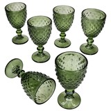 thumbnail of 6x Diamond Weingläser grün 200ml Glas Relief Weißwein-Kelch Rotwein Wasser Saft