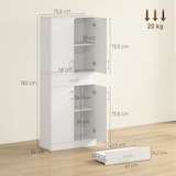 thumbnail of HOMCOM alacena de cocina mueble de cocina con 4 puertas 1 cajón y estantes ajustables antivuelco armario de cocina moderno 70,8x34x180 cm