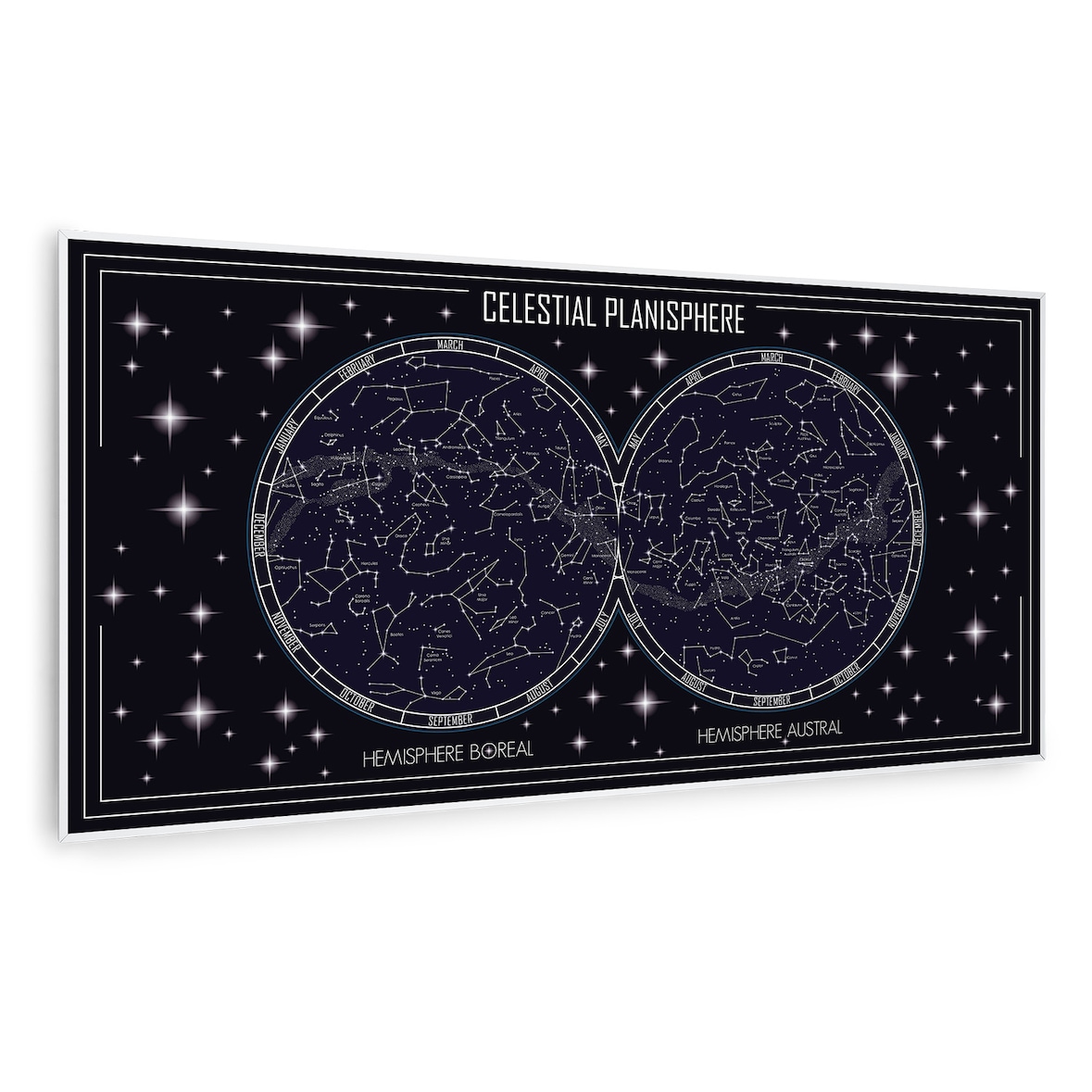 Wonderwall Air Art Smart Infrarotheizung Himmelskarte 120x60cm 700W Mehrfarbig