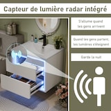 thumbnail of Badezimmerschrank 60x46x50 wandhängend mit Keramikwaschbecken, LED-Radarsensor, 2 geräuschlose Schubladen, MDF, modernes Design, Weiß