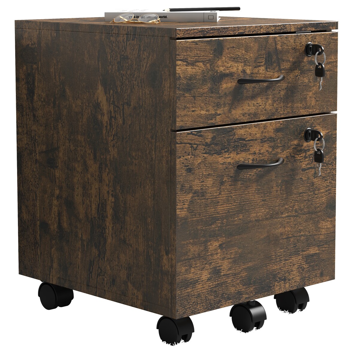 VCM Rollcontainer Baula Eiche Vintage H. 55 x B. 40 x T. 44 cm