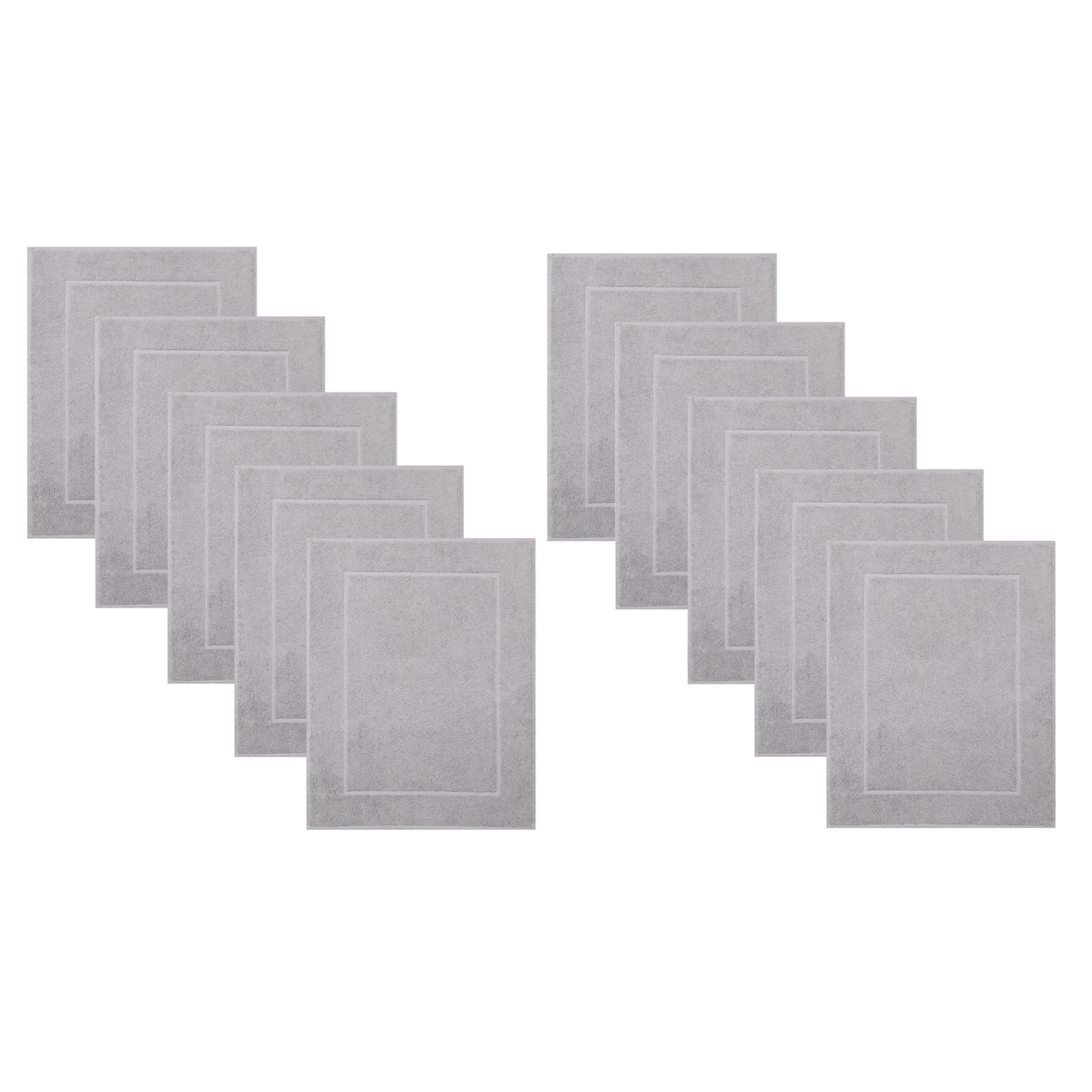 Betz 10 Stück Badvorleger Badematte PREMIUM 100% Baumwolle Größe 50x70 cm Qualität 650g/m² Farbe silber